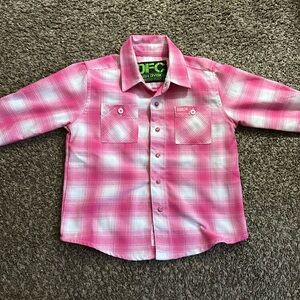 Dixxon youth flannel.  The Ribbon. Size XS. 4T. Pink and white